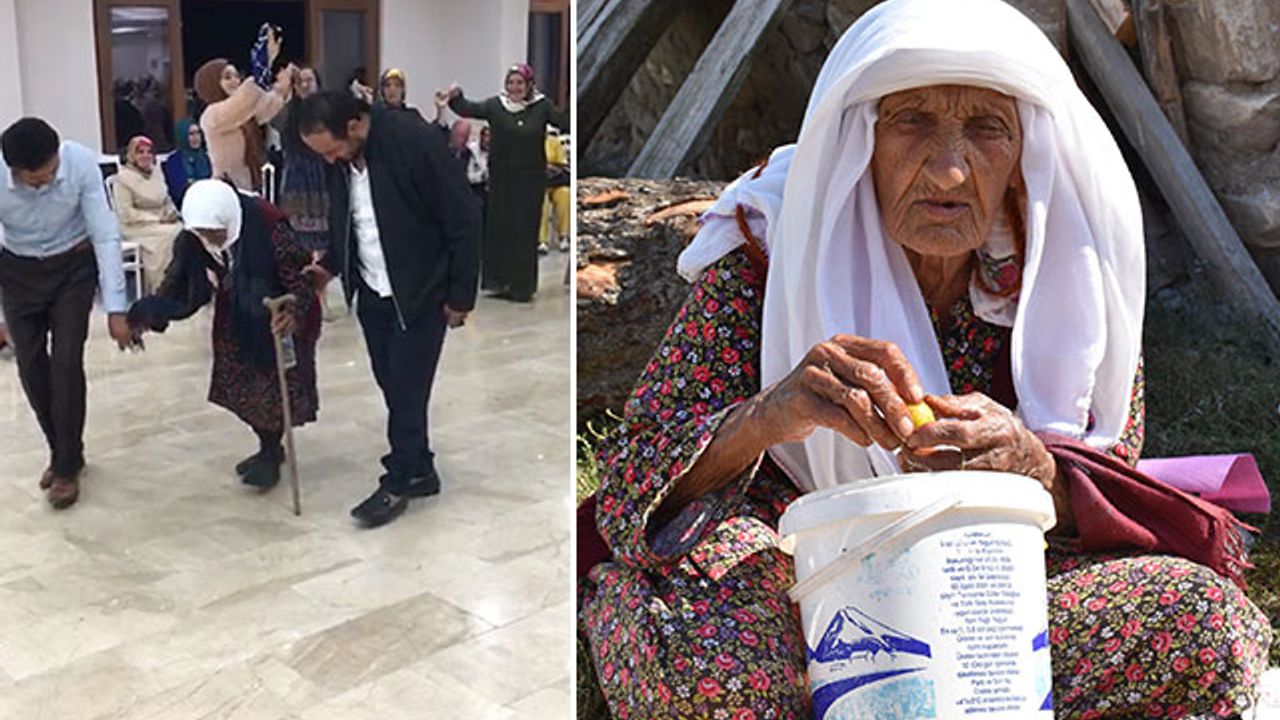 105 yaşındaki Sabayi ninenin uzun yaşamının sırrı manda yoğurdu