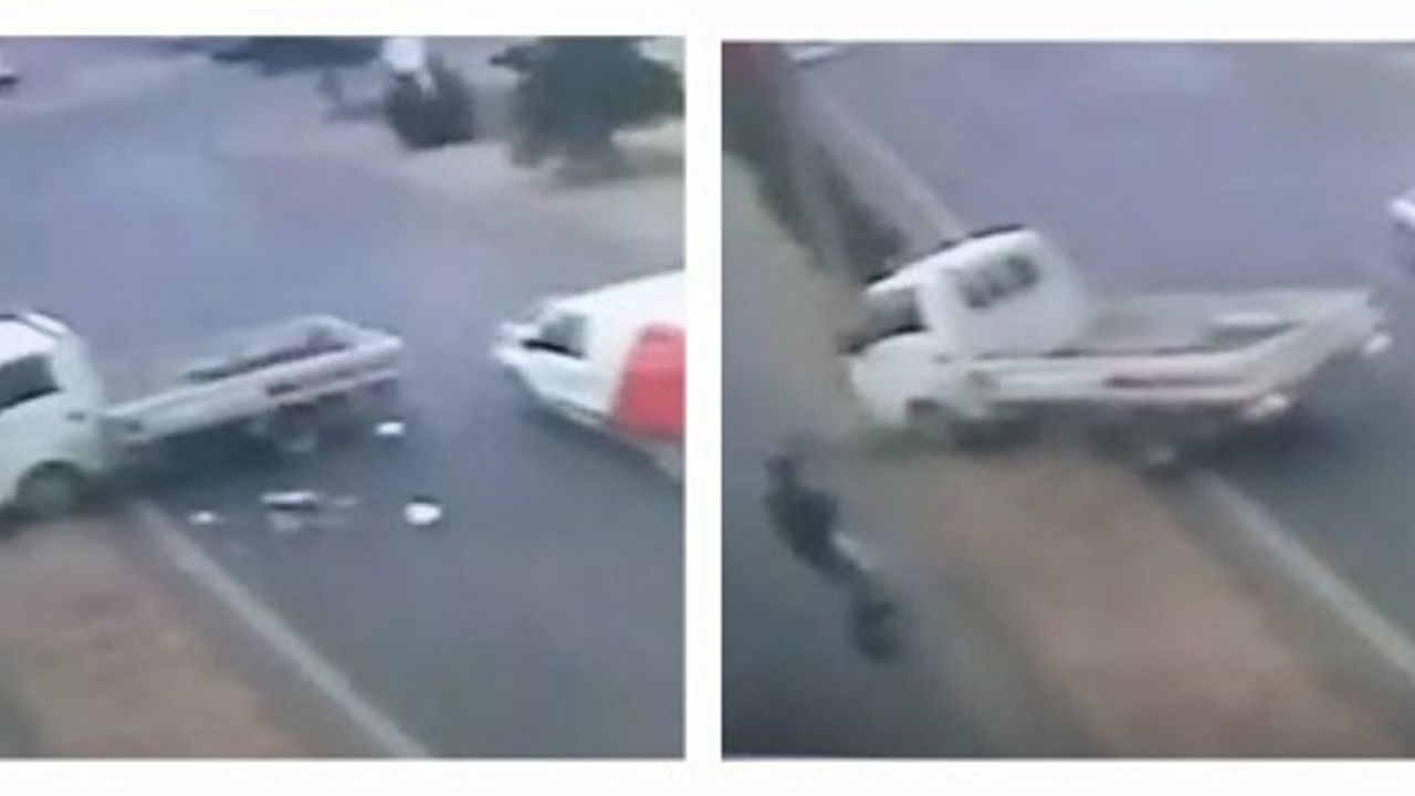 Kamyonetin altında kalmaktan bir adım ile kurtuldu 