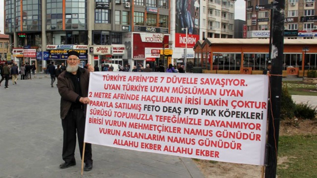Afrin'e destek için 80 yaşındaki şahıs saatlerce ayakta bekledi