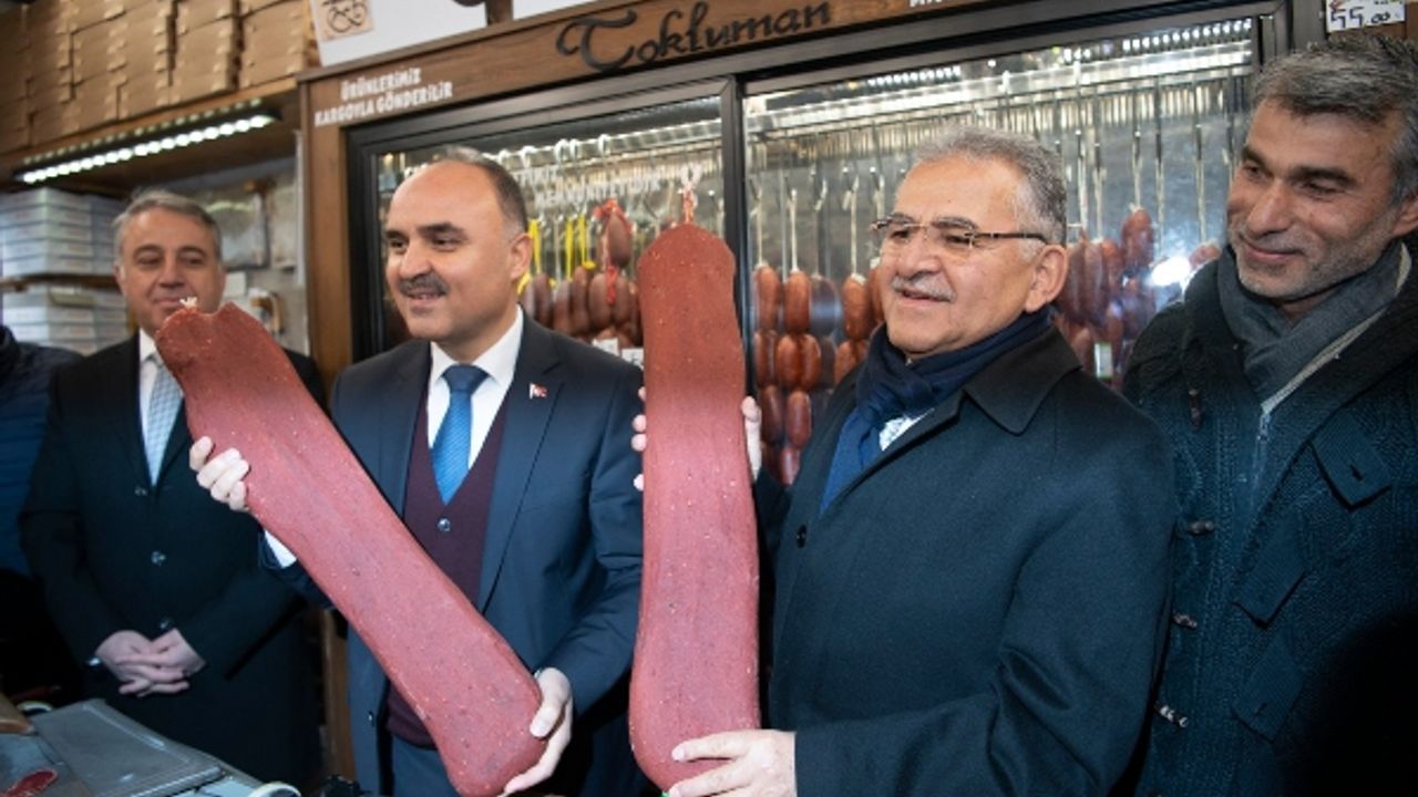 Büyükkılıç, Vali Günaydın ile birlikte sucuk ve pastırmacı esnafını gezdi