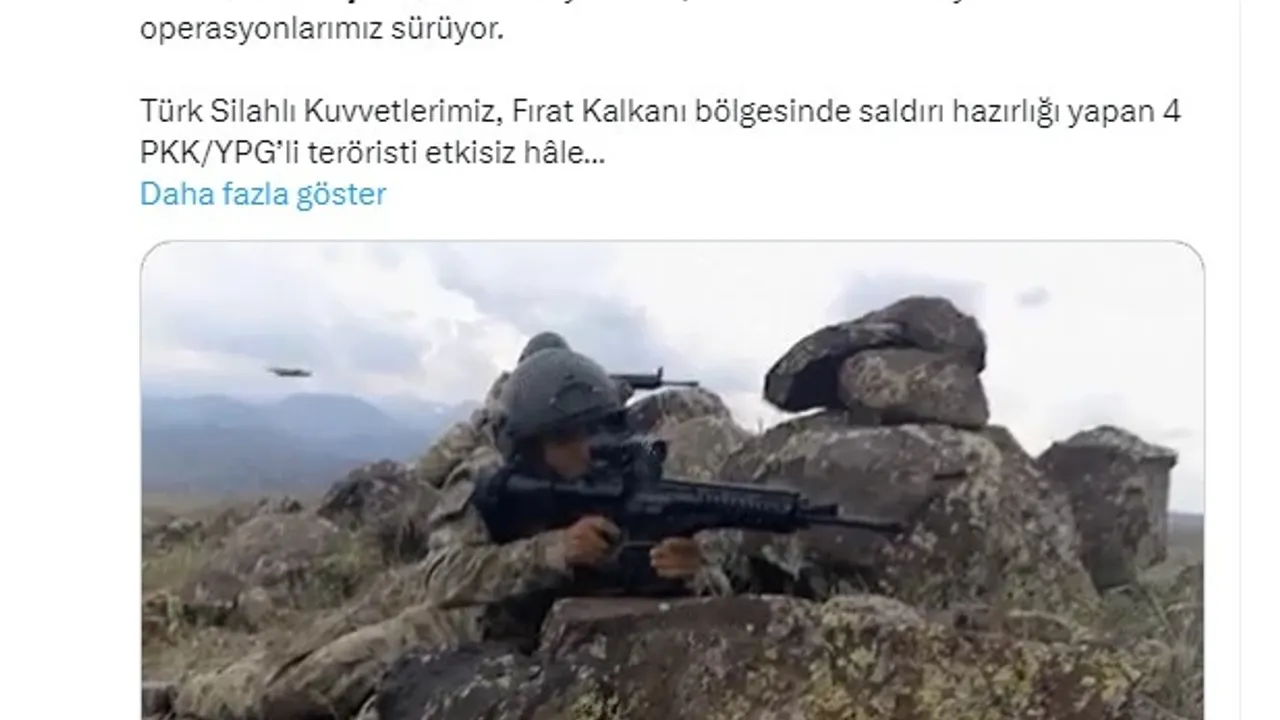 MSB: 4 PKK/YPG’li Terörist Etkisiz Hale Getirildi