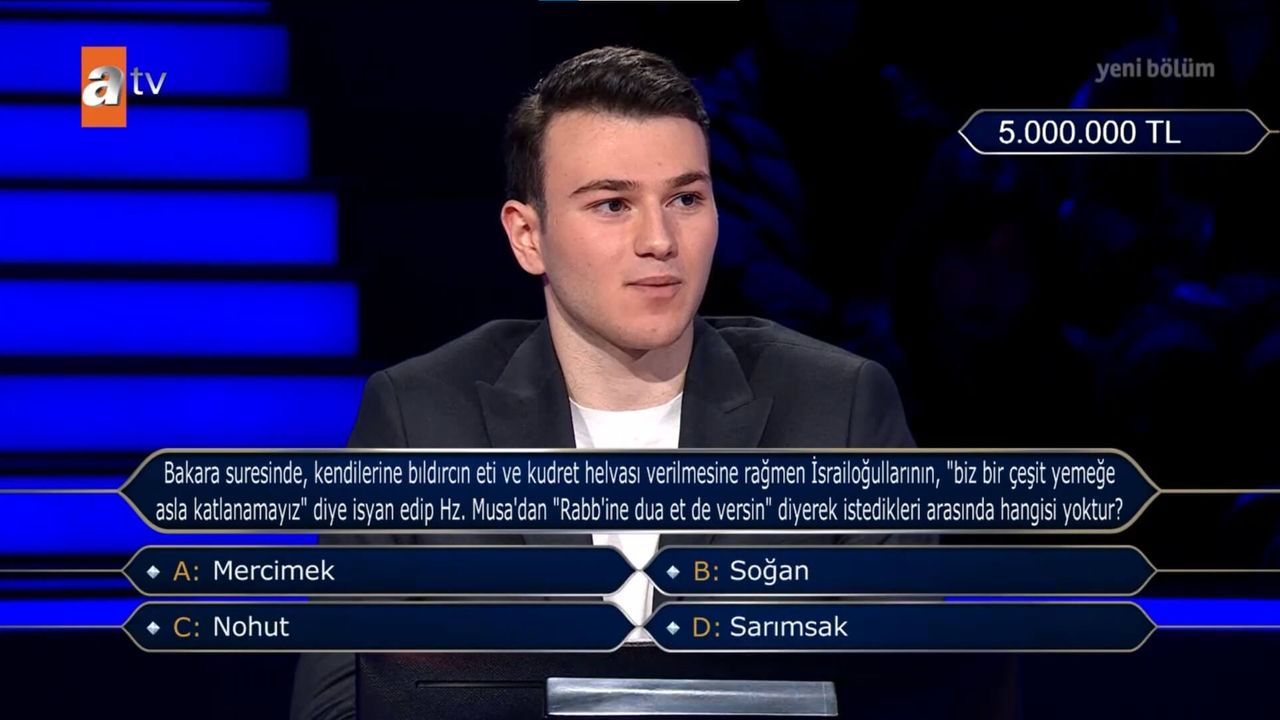 Kim Milyoner Olmak İster Yarışması'nda 5 Milyonluk Soru!