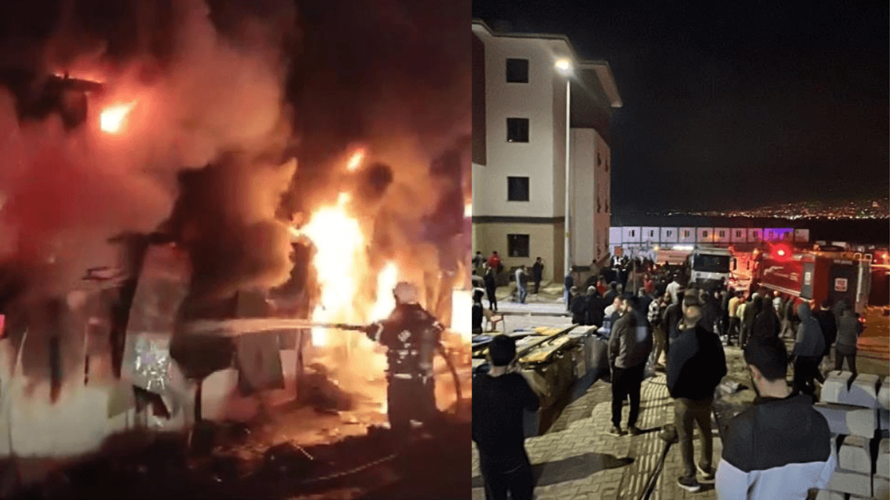 İnşaat İşçilerinin Kaldığı Konteyner ’da Yangın!