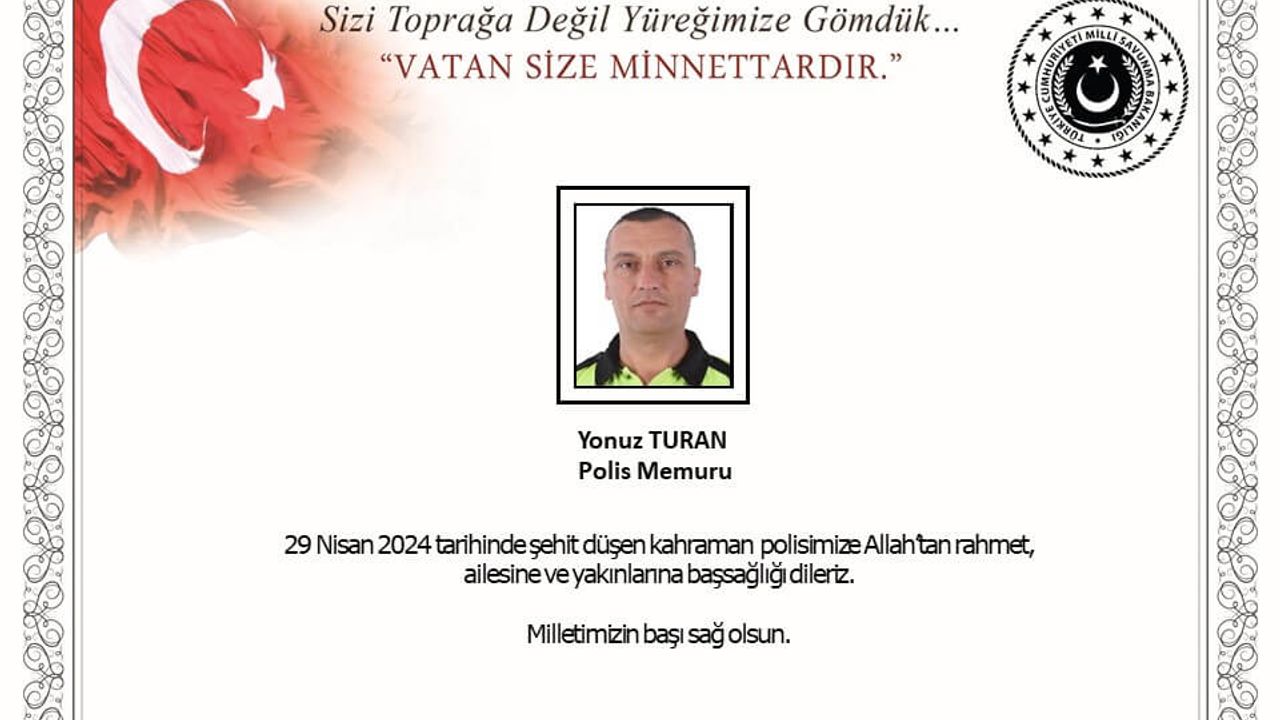 Acı Haber Geldi: 1 Polis Şehit Oldu