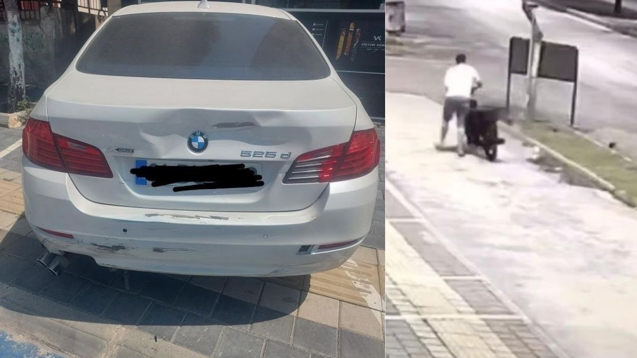 Motosikleti İle BMW Marka Araca Çarptı Hiçbir Şey Olmamış Gibi Uzaklaştı!