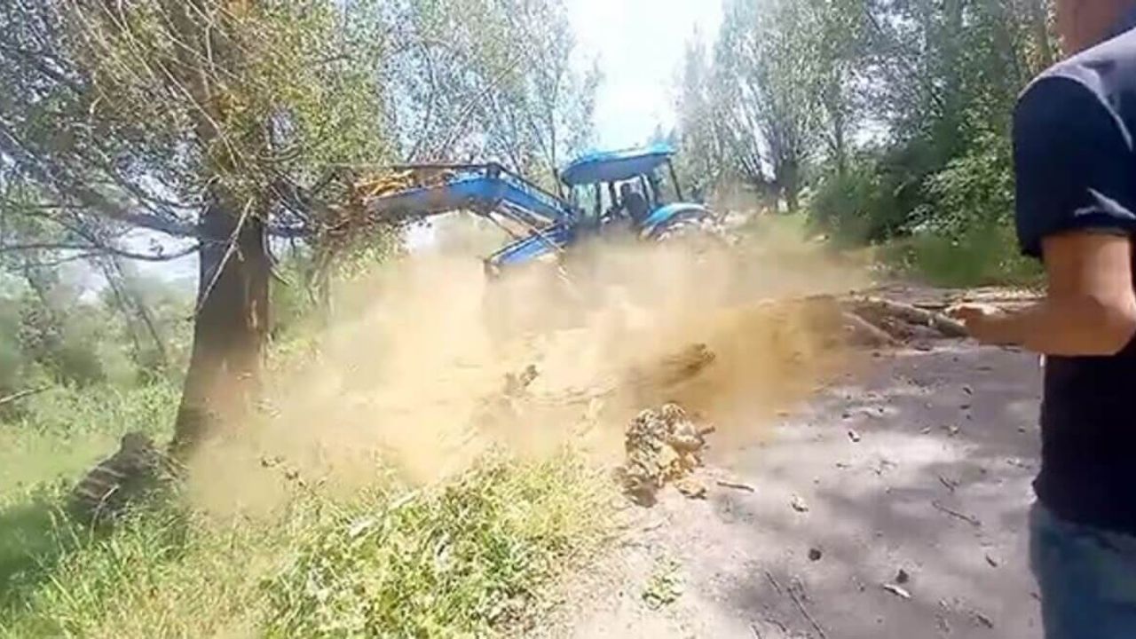 Felaketin Eşiğinden Dönüldü! Ağaç Traktörün Üzerine Devrildi!