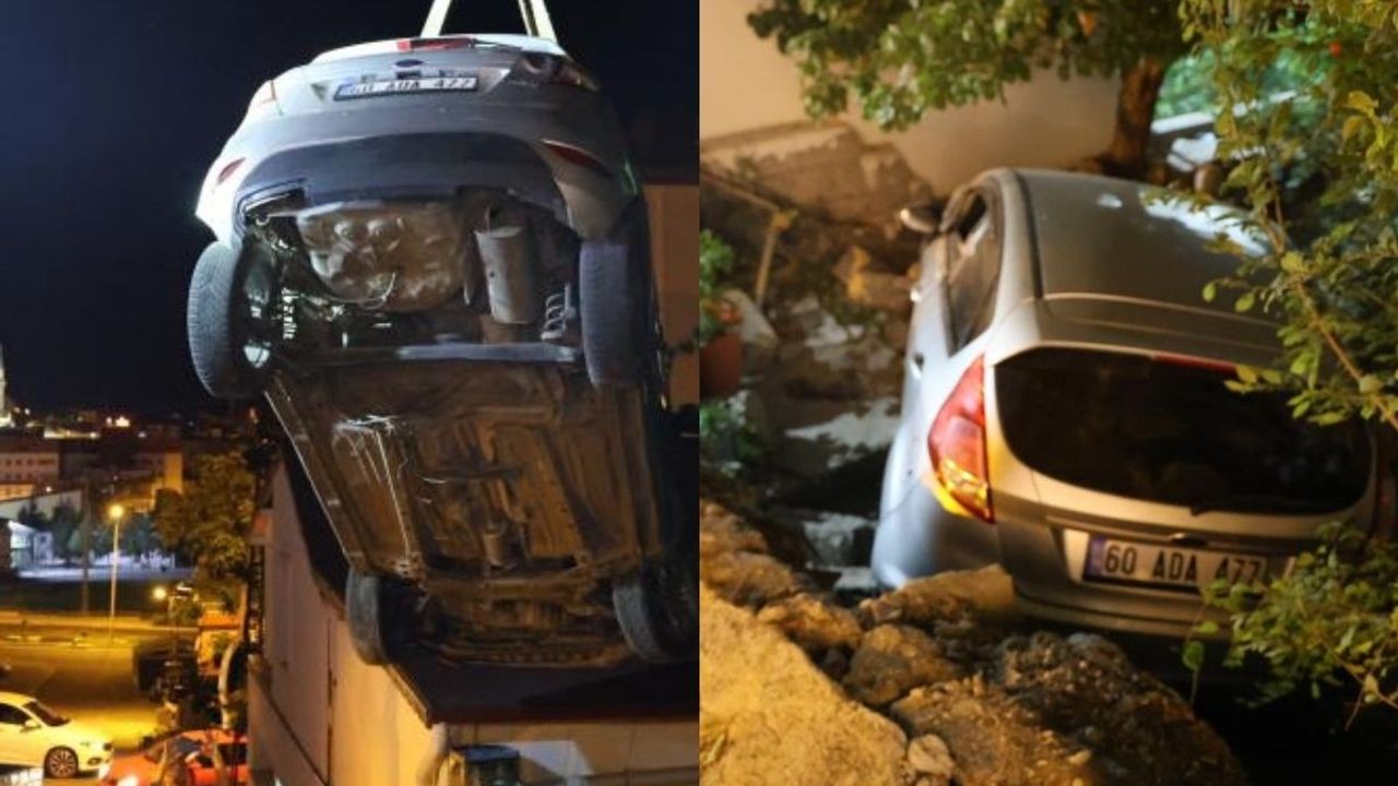 Feci Kaza Direksiyon Hakimiyetini Kaybetti Bahçeye Uçtu! 2 Yaralı