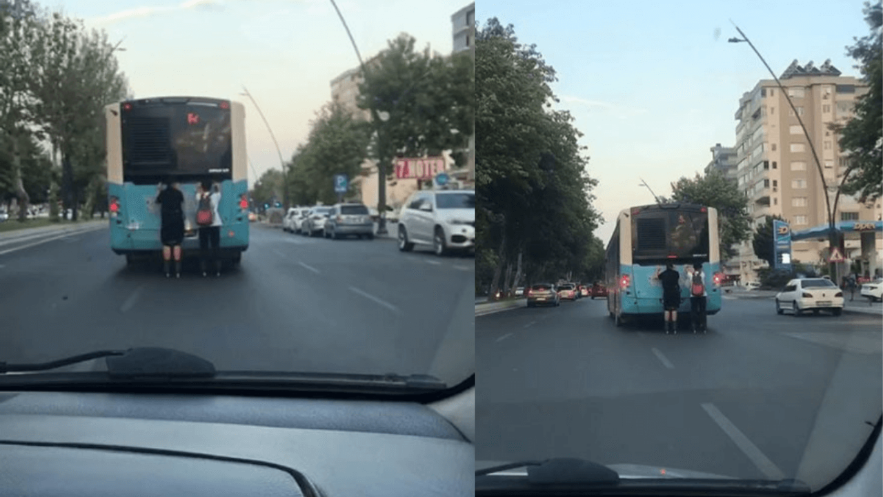 Patenli Gençlerin Ölümle Dansı! Hem Kendilerini Hem Trafiği Tehlikeye Attılar!