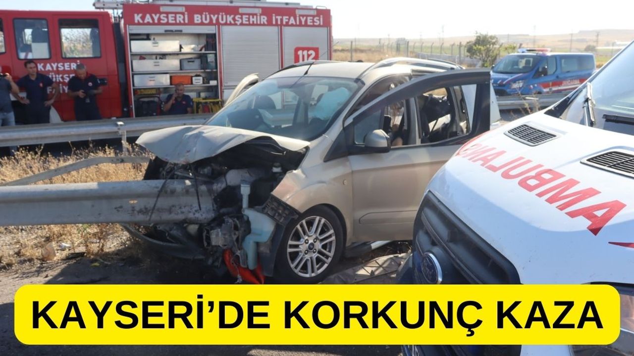 Kayseri'de Felaket Kaza! Araç Bariyere Ok Gibi Saplandı!