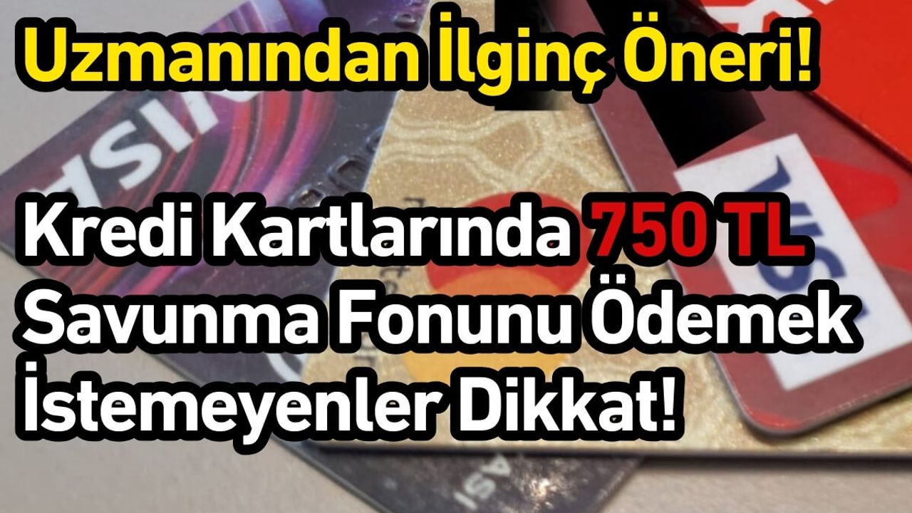 Uzmanından İlginç Öneri! Kredi Kartlarında 750 TL Savunma Fonunu Ödemek İstemeyenler Dikkat!