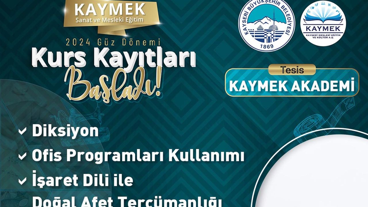 Kayseri'de KAYMEK kurs kayıtları başlıyor!