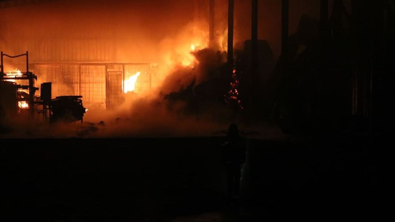 Kayseri’de mantar üretim tesisinde yangın: Alevler geceyi aydınlattı!