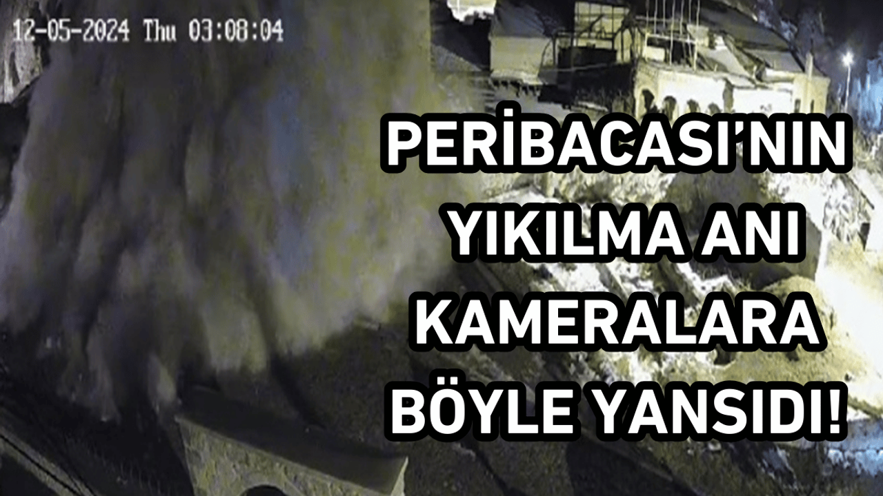 Kapadokya'da peribacasının yıkılma anı kamerada!