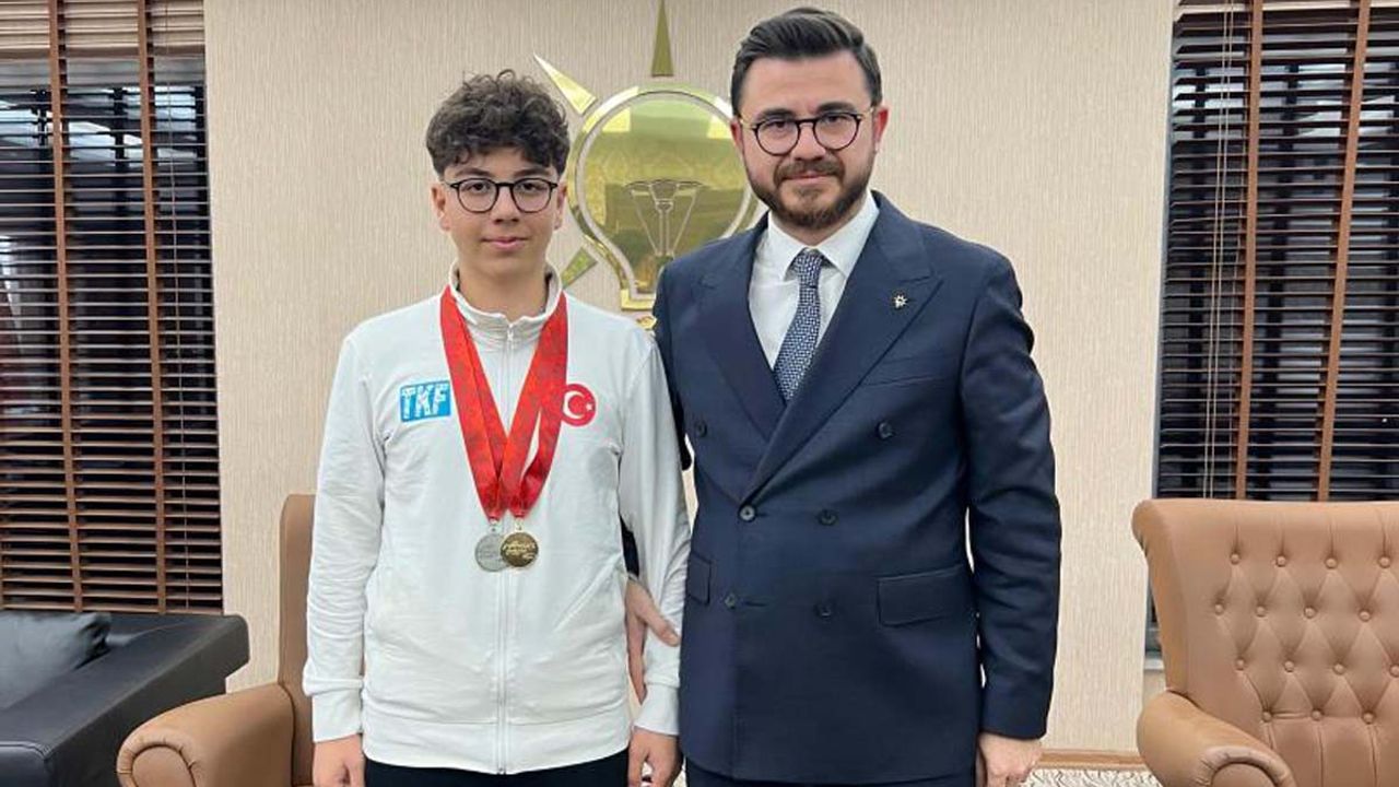Altın madalya alan Kayserili sporcudan Hüseyin Okandan'a ziyaret