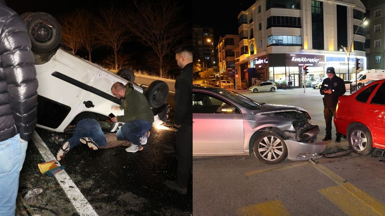 Tırın çarptığı otomobil takla attı, ışık ihlali yapan araç kaza yaptı! Bir gecede iki kaza: 4 yaralı