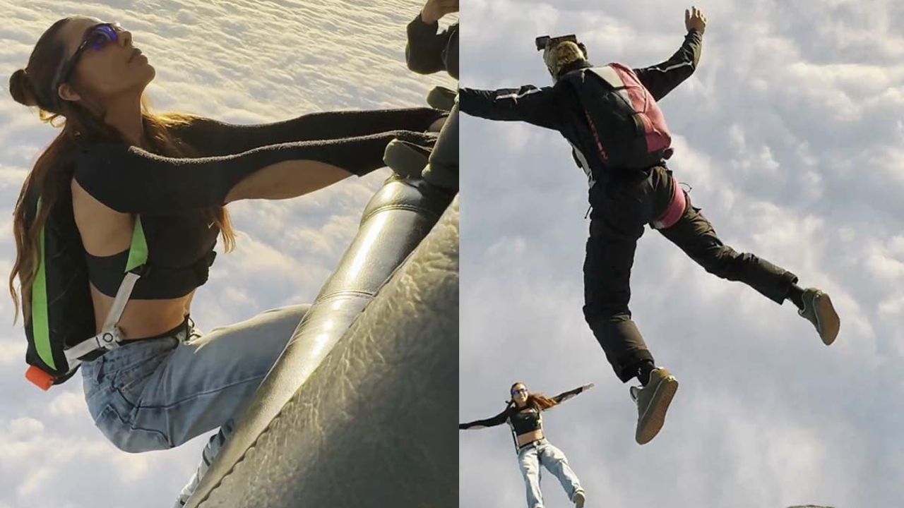 Kapadokya’da yabancı turistin binlerce metreden atlayışı nefes kesti