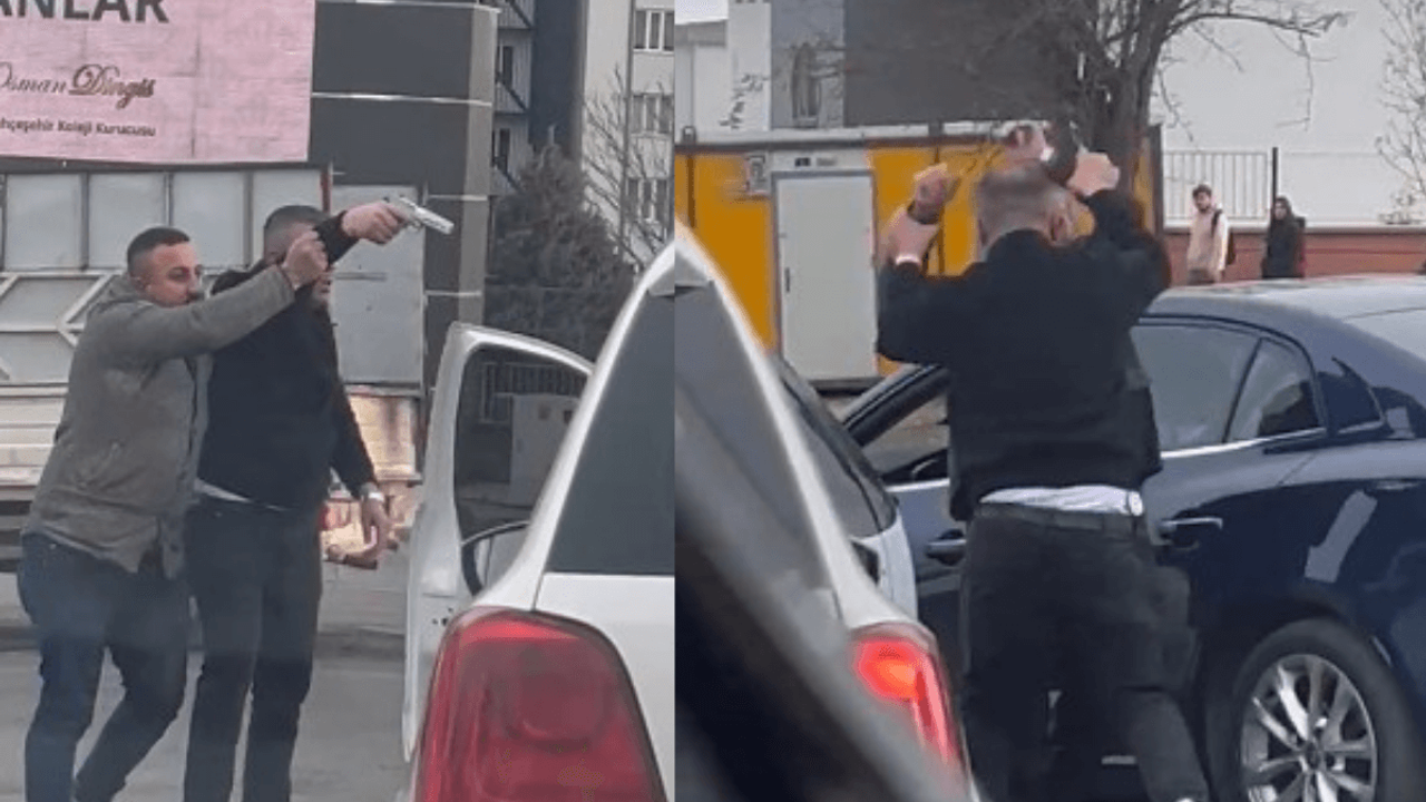 İki sürücü trafiği birbirine kattı: Biri bagajı açınca diğeri silah çekti!