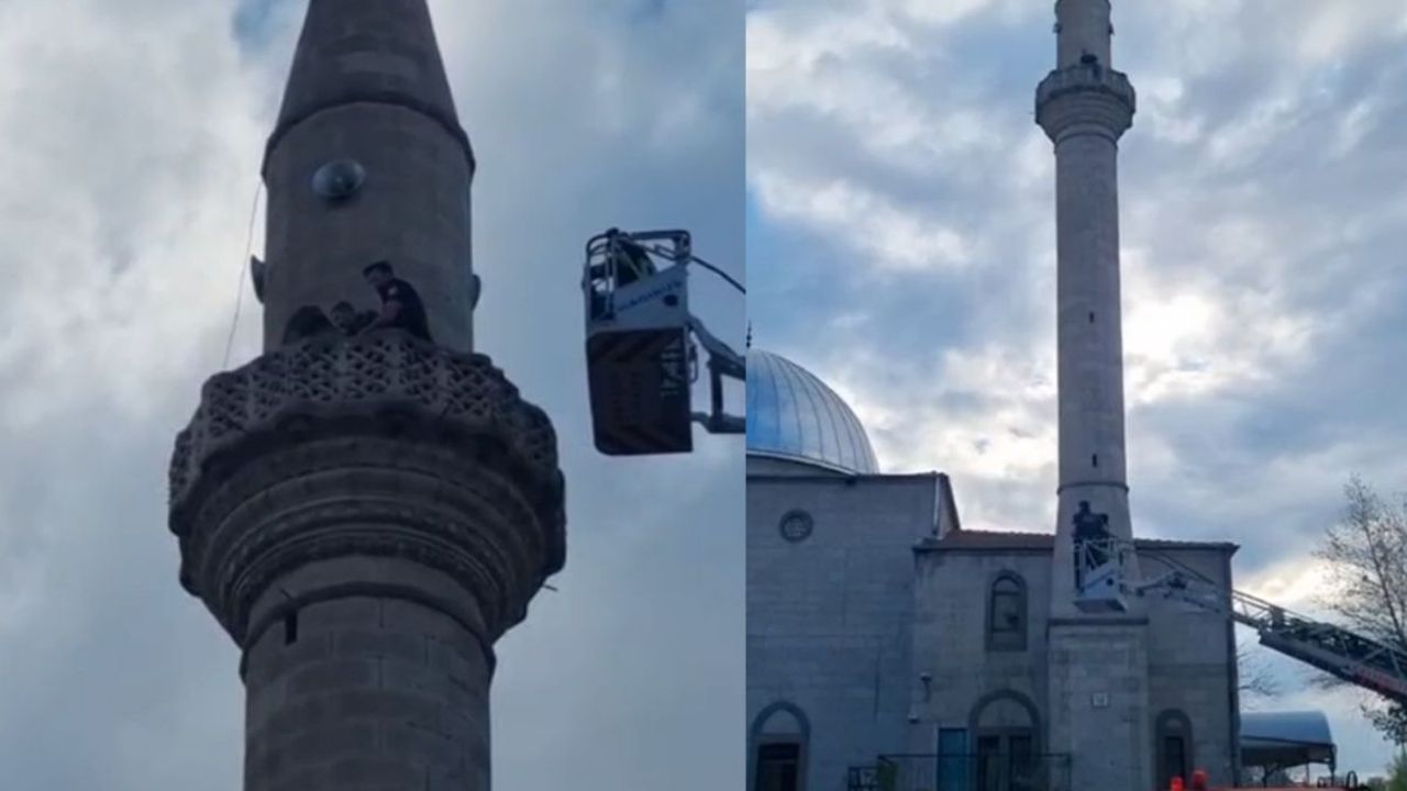 Kayseri’de bir şahıs ‘Param yok, işsizim’ dedi, cami minaresine çıktı
