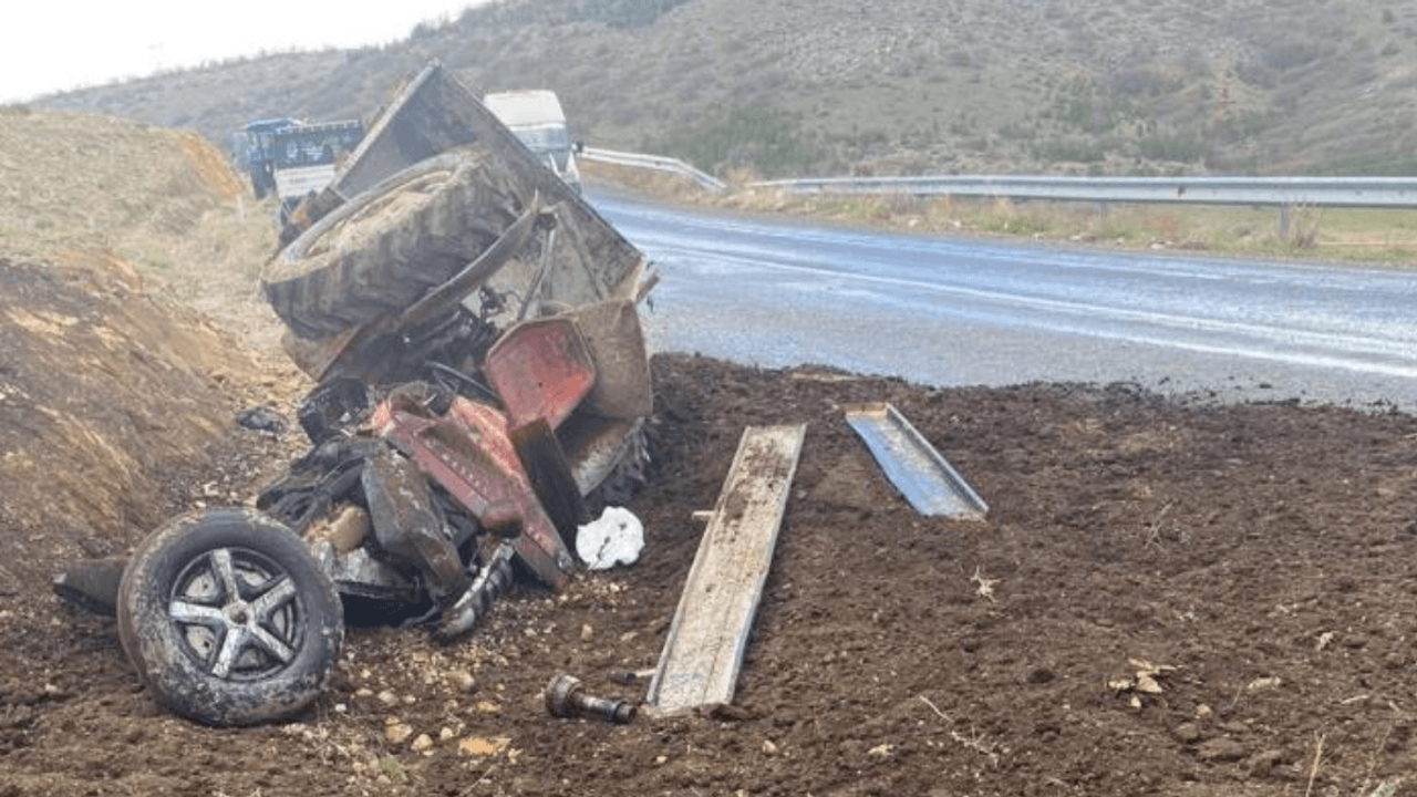 Yahyalı’da kontrolden çıkan traktör şarampole devrildi!