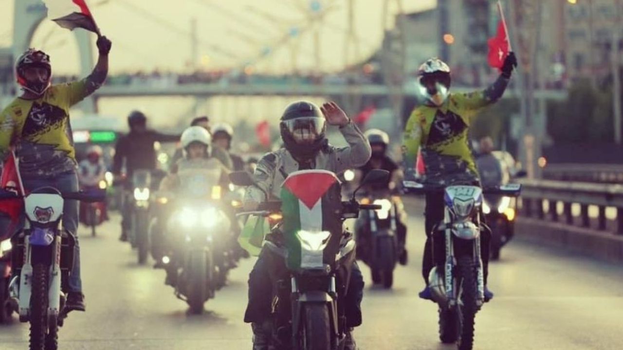 Kayseri'de Gazze için motosiklet konvoyu