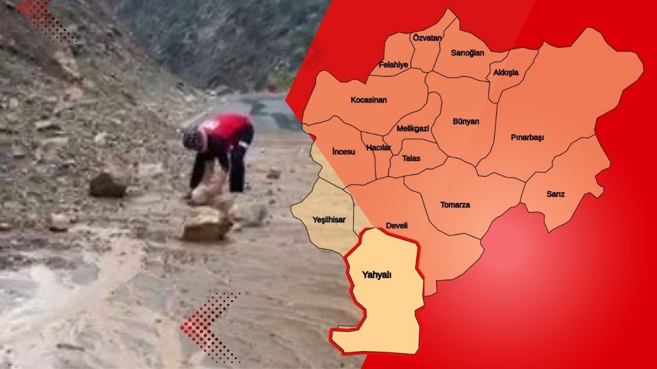 Yahyalı yolunda korkutan heyelan: Yağmur hayatı felç etti!