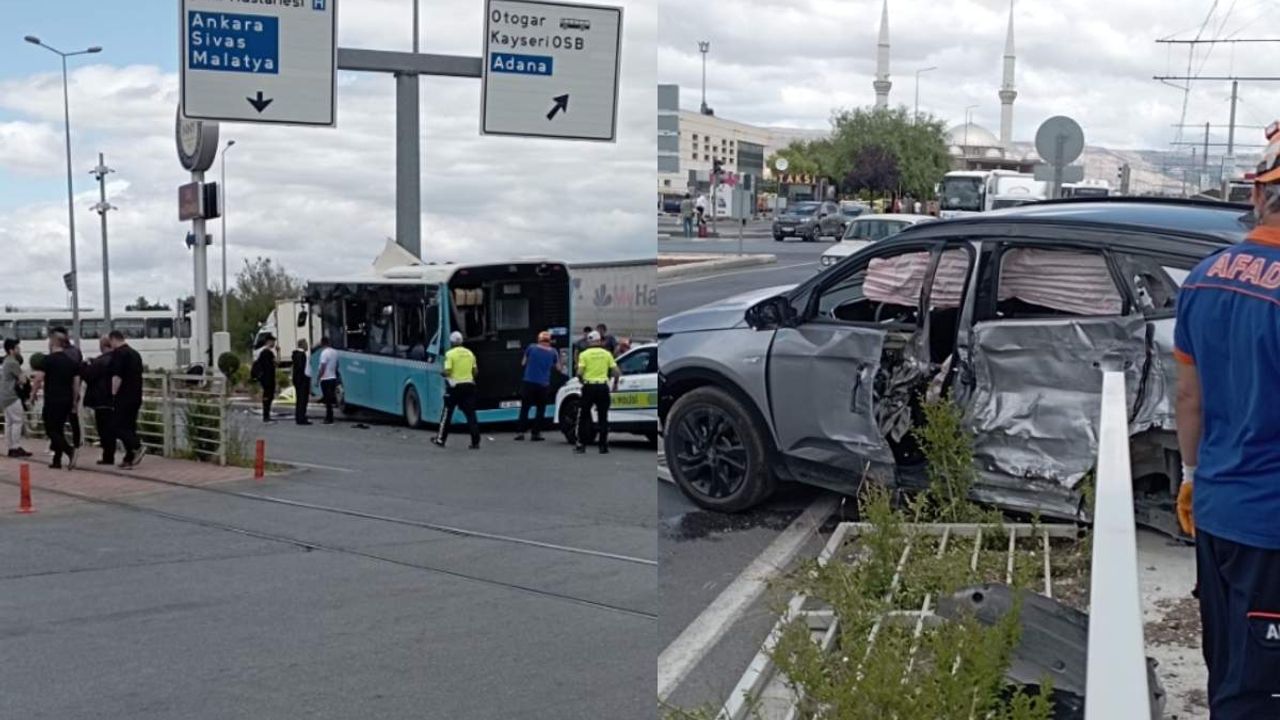 Kayseri'de tır, otobüs ve otomobil birbirine girdi! 8 Kişi yaralandı