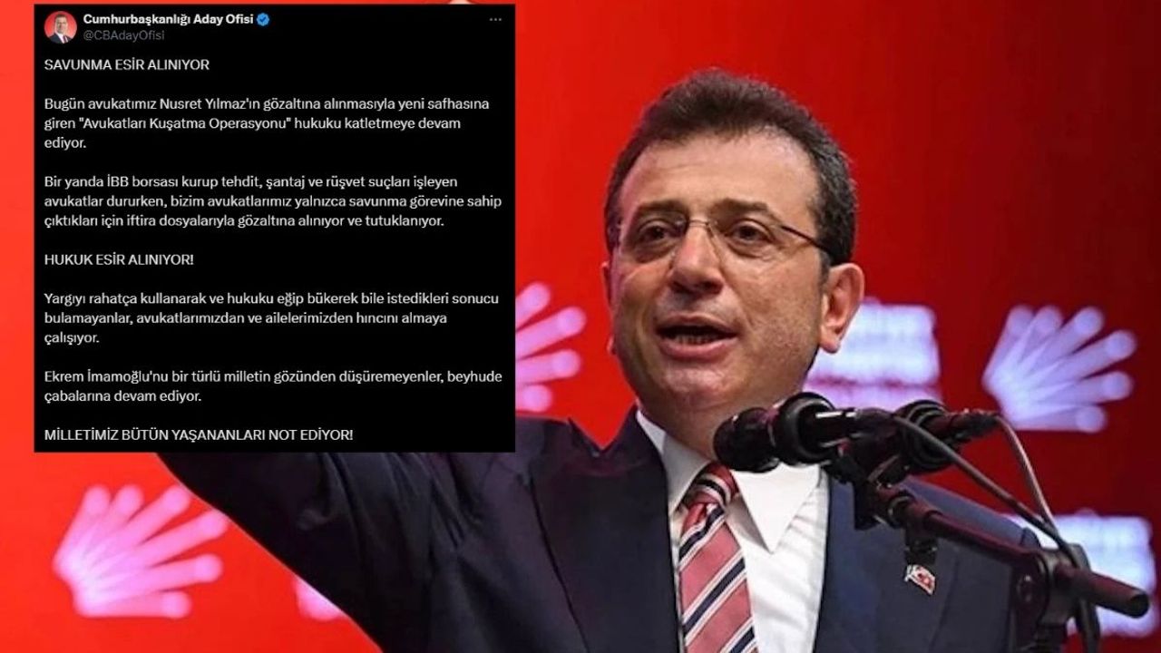 İmamoğlu’ndan Avukatının Gözaltına Alınmasına Tepki: “Hukuk Esir Alınıyor”