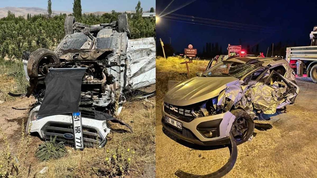 Kayseri'de iki araç kafa kafaya çarpıştı: 1 ölü, 7 yaralı