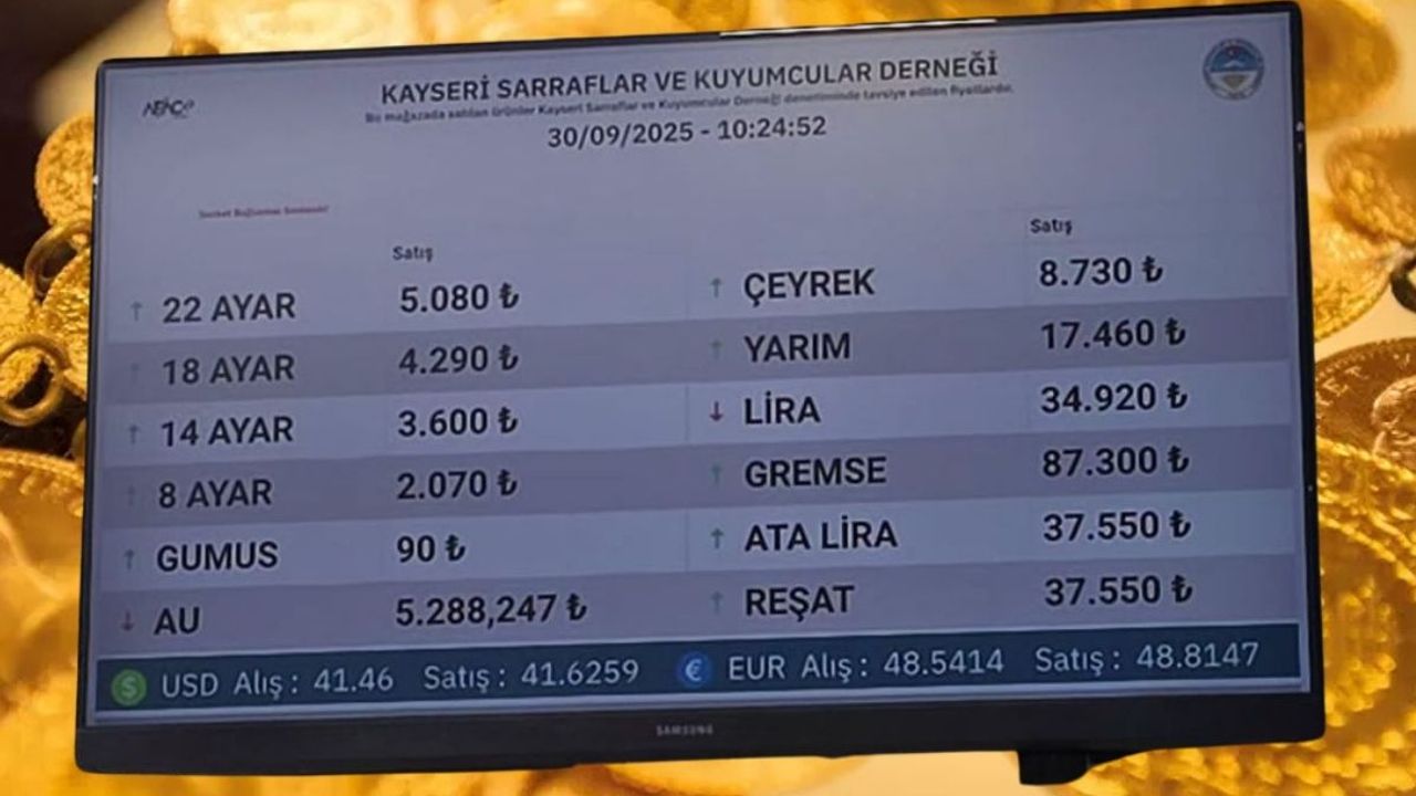 Kayseri 30 Eylül güncel altın fiyatları!