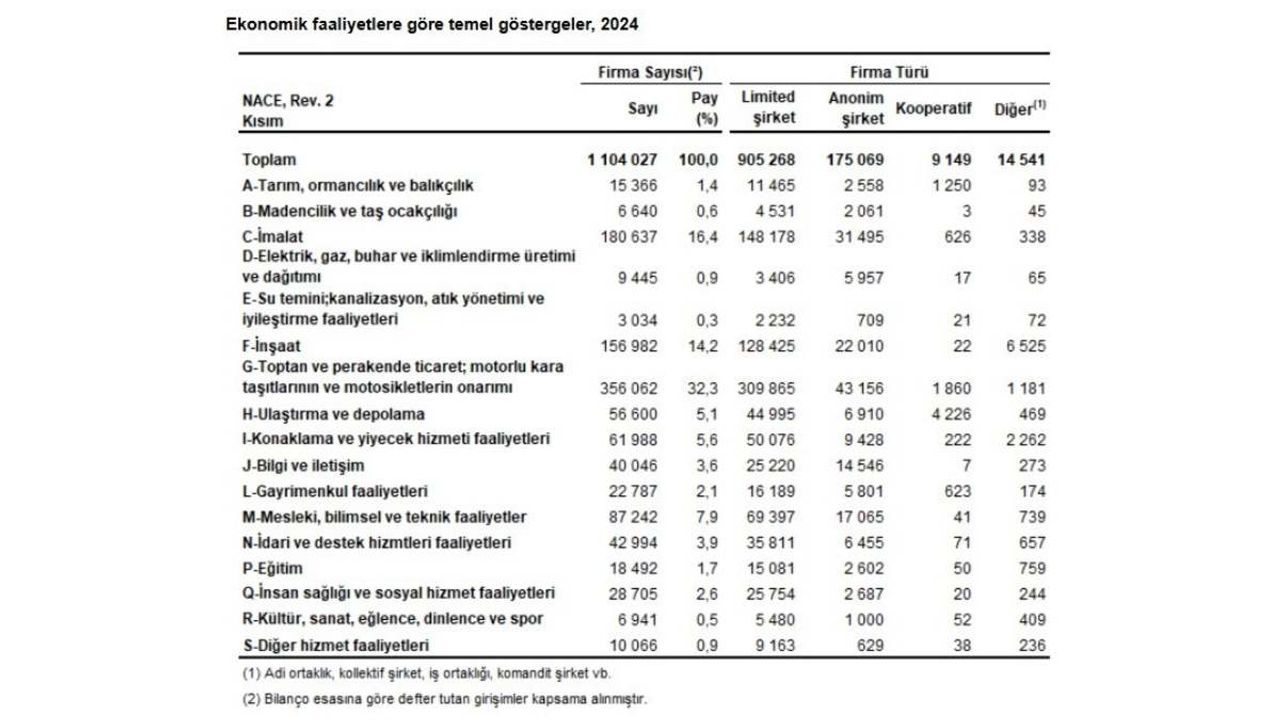 2024 Sektör Bilançoları açıklandı: İmalat zirvede, eğitim Zararda