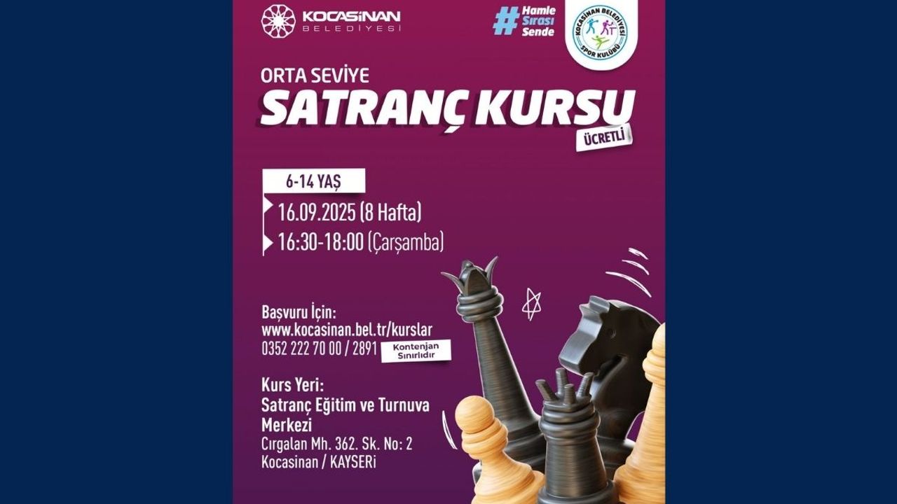 Kocasinan’da satranç kursları başlıyor