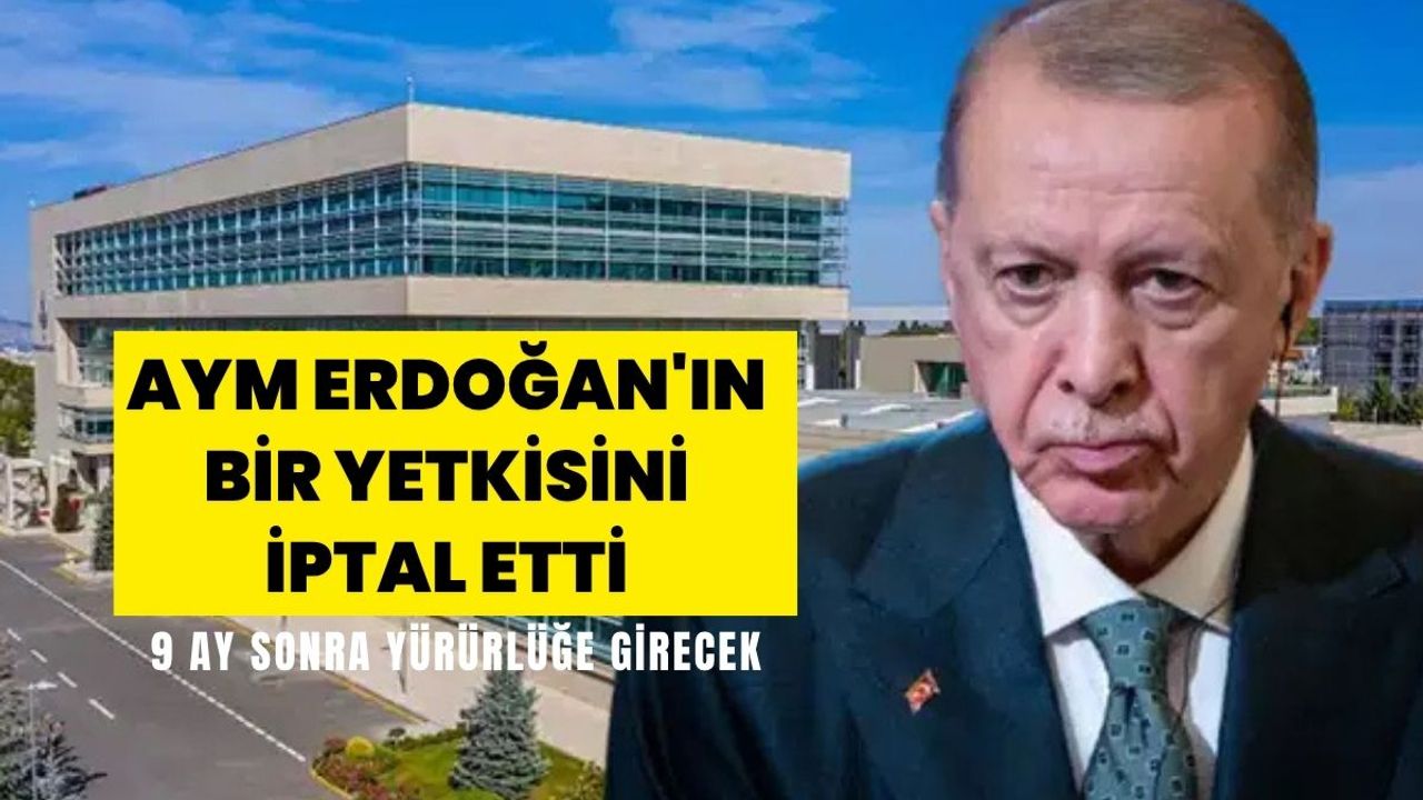 AYM Erdoğan'ın bir yetkisini iptal etti: 9 ay sonra yürürlüğe girecek