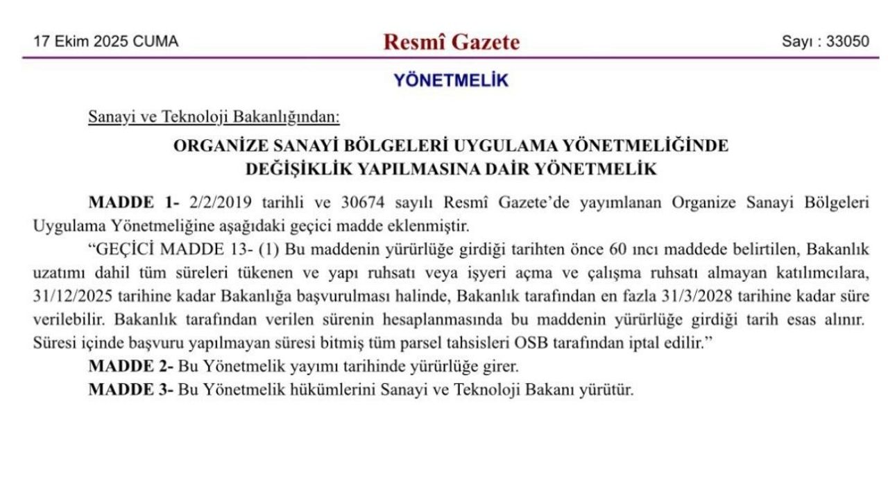 Kayseri OSB'de ruhsatı olmayanlar için kritik gün belli oldu