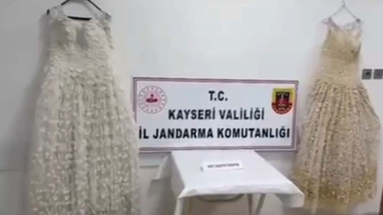 Kayseri'de gelinliğe işlenmiş metamfetamin yakalandı!