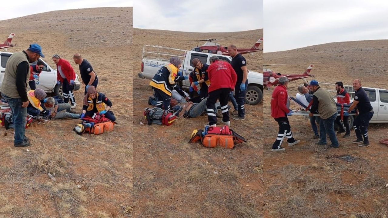 Dağda kalp krizi geçiren çoban hava ambulansı ile kurtarıldı