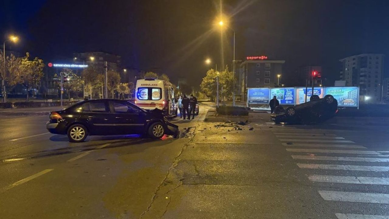 Kayseri’de otomobil takla attı: 2 yaralı