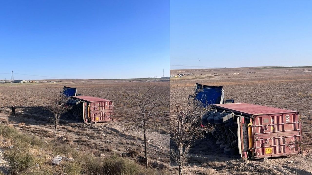 Konya Karapınar’da çekici devrildi: 1 yaralı