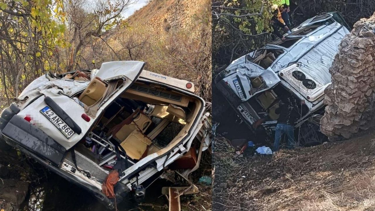 Konya’da öğrenci servisi uçuruma yuvarlandı: 14 yaralı