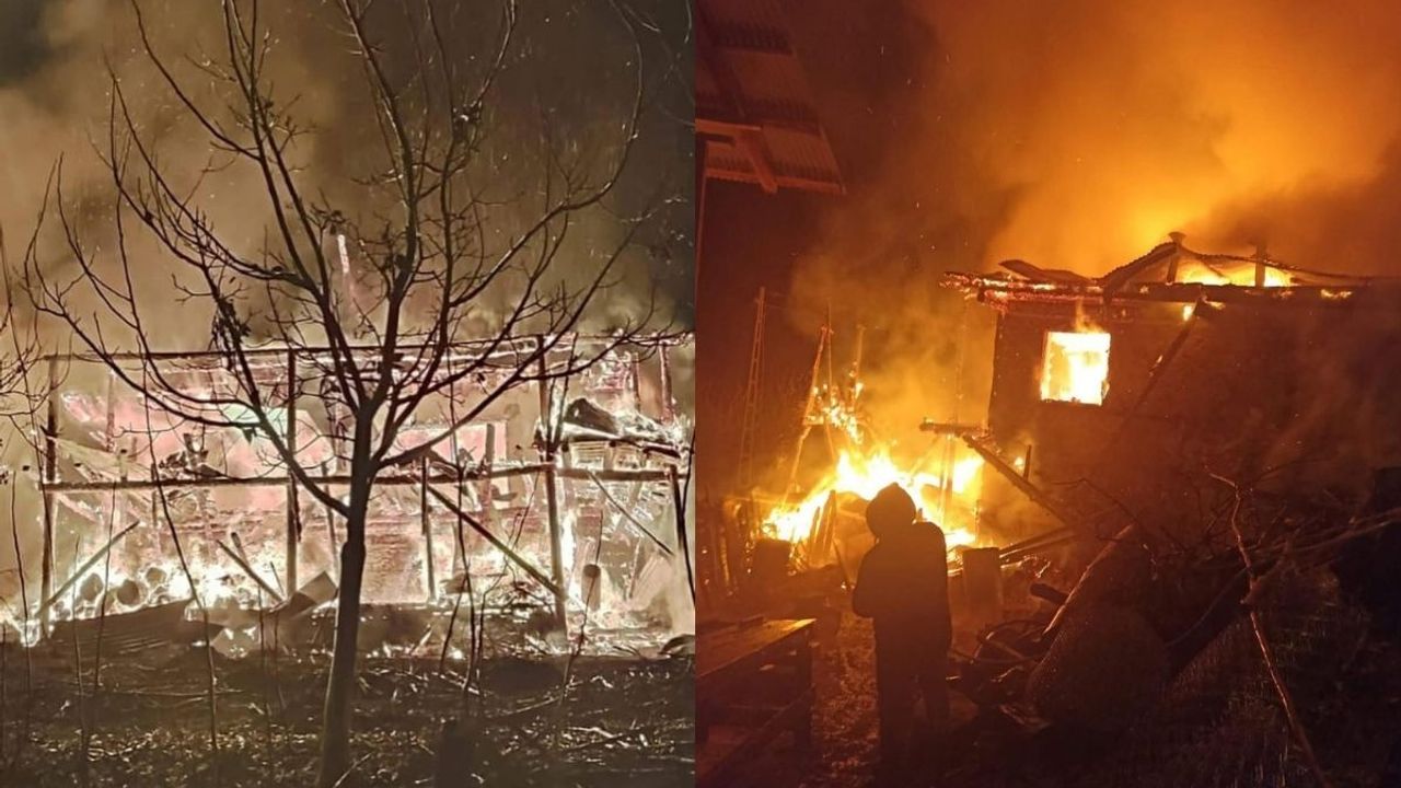 Adana’da bir ev kül oldu, Okul lojmanı zarar gördü