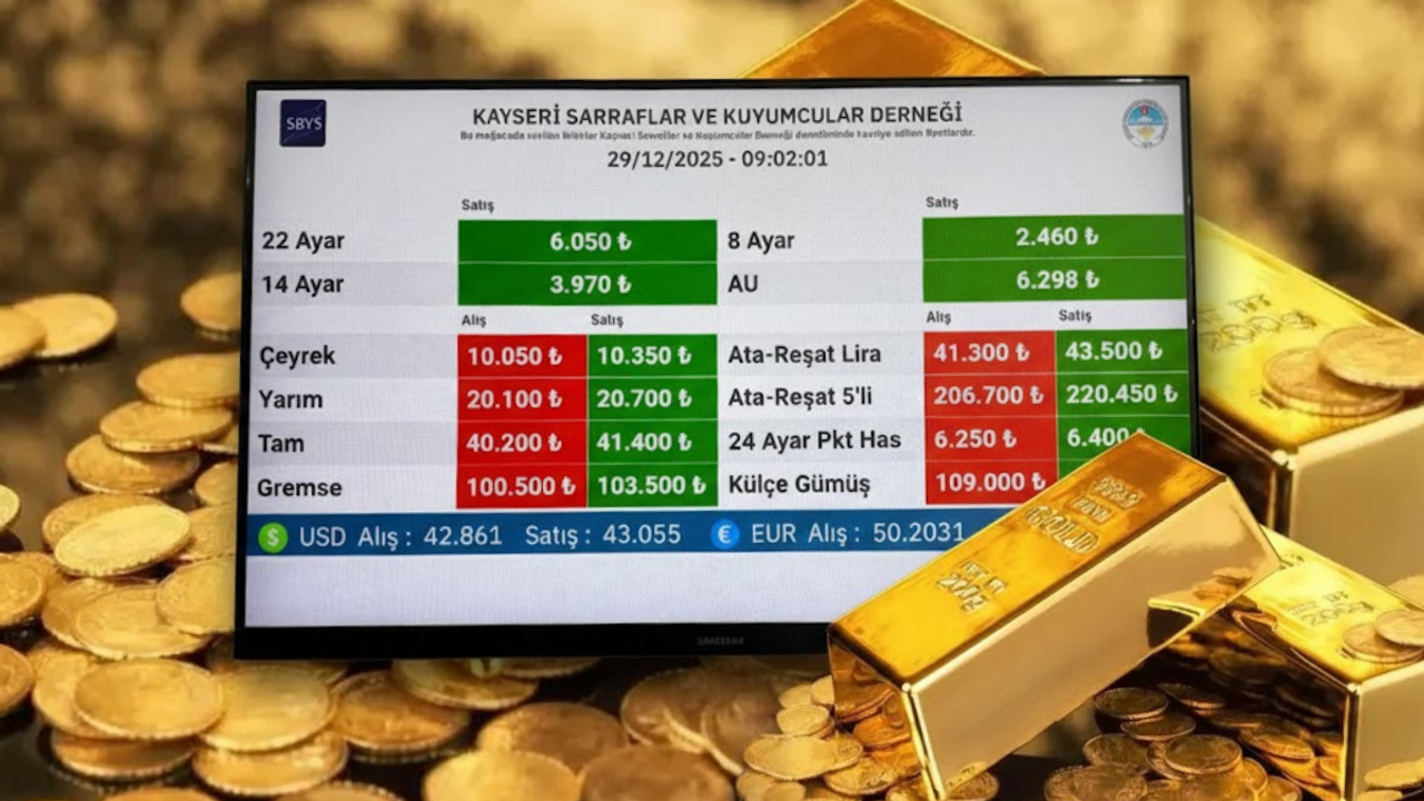 29 Aralık Bugün Kayseri'de güncel altın fiyatları!