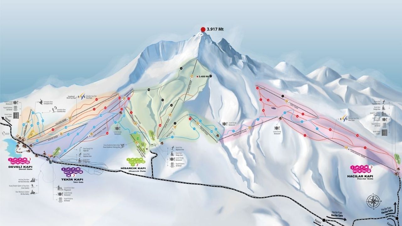 Erciyes’te kayak yapacaklar dikkat: Hacılar Tekir Hisarcık ve Develi kapıları rehberi