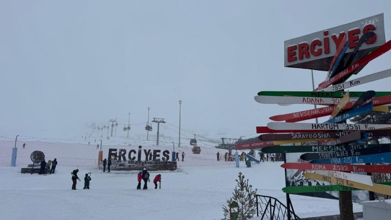 Erciyes’te hafta sonu yoğunluğu! Pistlerde kayak keyfi
