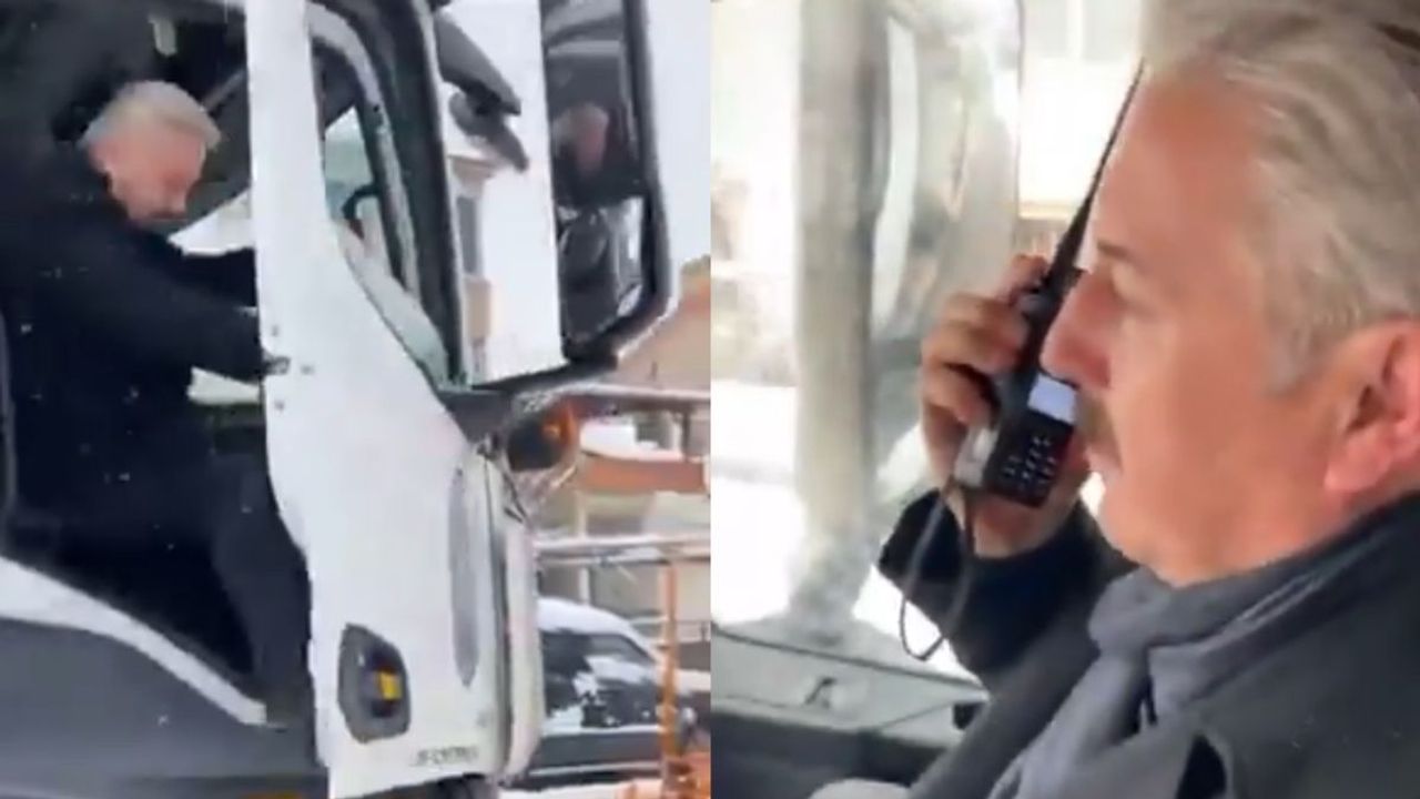 Başkan Palancıoğlu kar küreme çalışmalarına katıldı