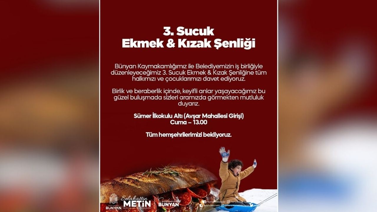 Bünyan’da 3. Sucuk Ekmek ve Kızak Şenliği