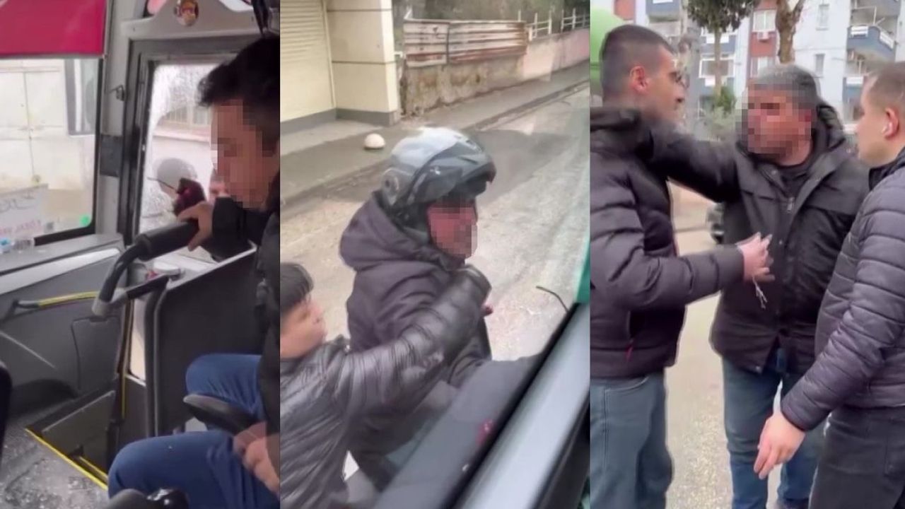 Adana'da servis aracının camını kaskıyla kırdı!