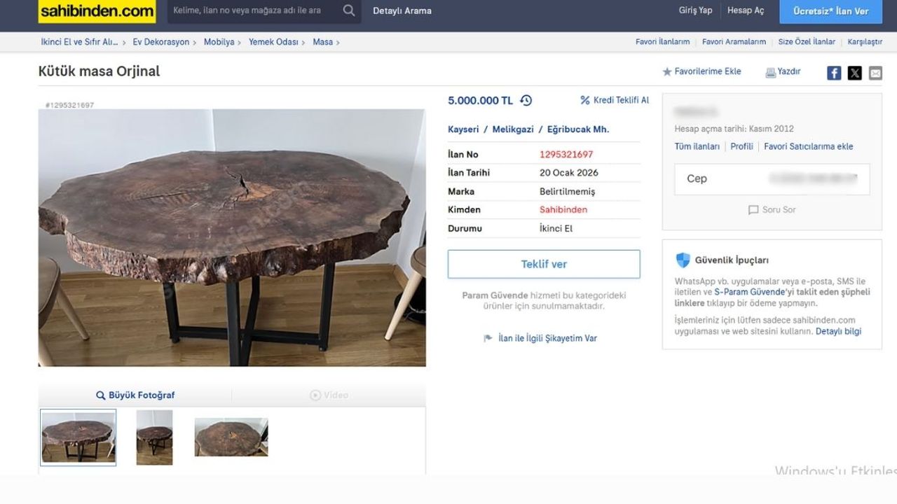 Kayseri’de bu da oldu! Bir masa fiyatıyla ev alınır mı?