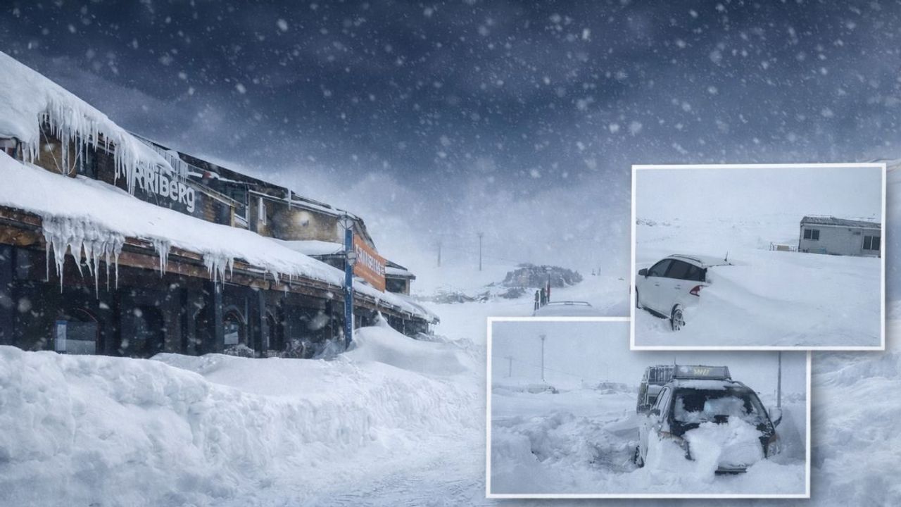 Erciyes’te kar kalınlığı ziyaretçilere zor anlar yaşattı!