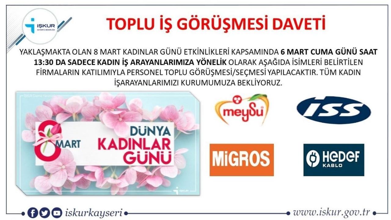 Kayseri’de kadınlara toplu iş görüşmesi