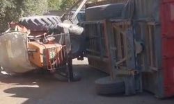 Traktör devrildi sürücü altında kaldı!
