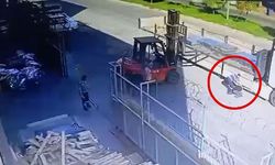 Bisikletiyle forklifte çarpan çocuk kafa travması geçirdi!